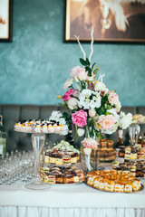 Delicious Wedding Cake and Candy Bar