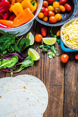 Authentic mexican tortillas ingredients on table