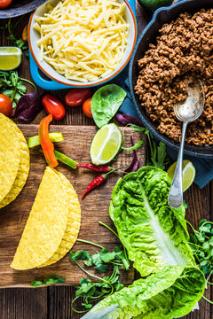 Mexican tacos with guacamole