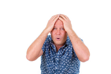 Upset man, isolated on white background