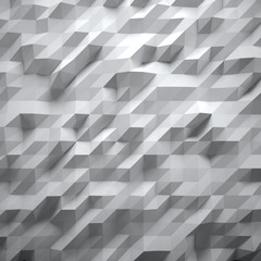 Photo of highly detailed white polygon. White geometric  low poly style. Abstract gradient graphic background. Square. 3d render