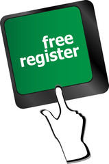 free register computer key showing internet login
