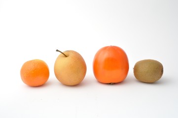 Fresh fruits on white background