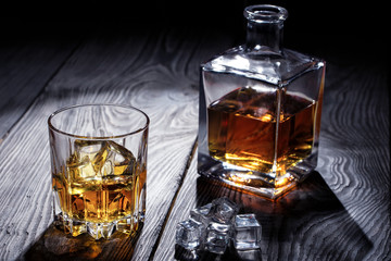 Old whiskey glass and decanter
