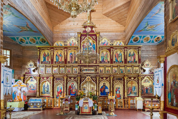 Obraz premium nterior of Orthodox Christian church near Manyavsky monastery, Ivano-Frankivsk region, Ukraine