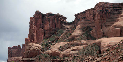 The red rock formations of Arches National Park in Utah are the result of thousands of years of...