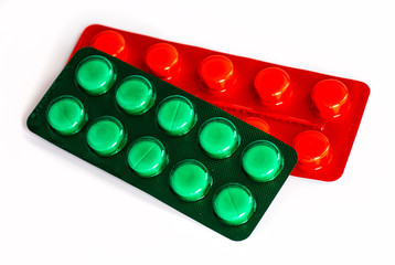 Collection medication isolated on white background.