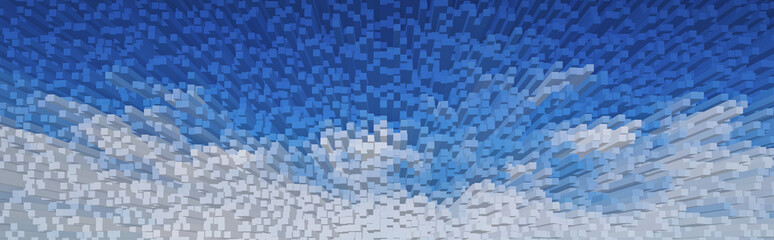 Nature abstract .Extrude background with blue sky with white clouds.