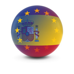 Spanish and European Flag Ball - Fading Flags of Spain and the EU