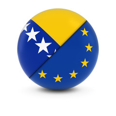 Bosnian Herzegovinian and European Flag Ball - Split Flags of Bosnia Herzegovinia and the EU