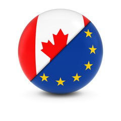 Canadian and European Flag Ball - Split Flags of Canada and the EU