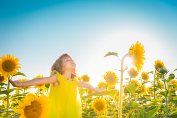 Child in spring field