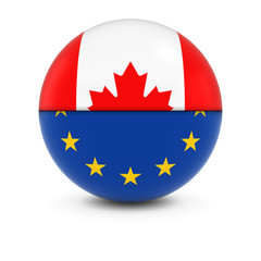Canadian and European Flag Ball - Split Flags of Canada and the EU