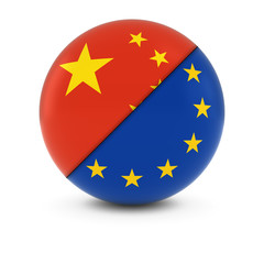 Chinese and European Flag Ball - Split Flags of China and the EU