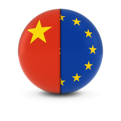 Chinese and European Flag Ball - Split Flags of China and the EU