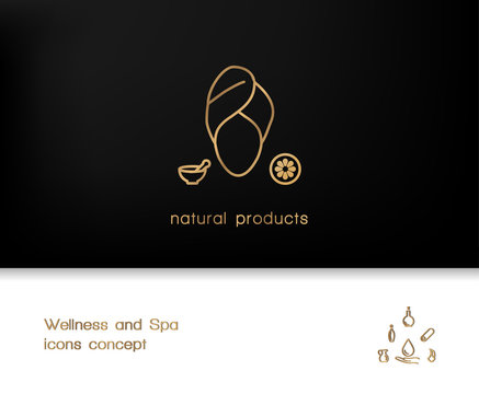 Vector gift voucher template with icons. Business card template.