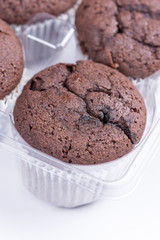 Close macro view of chocolate muffins
