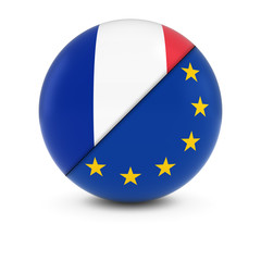 French and European Flag Ball - Split Flags of France and the EU