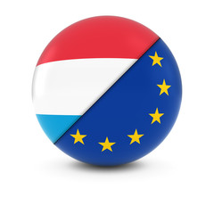 Luxembourgian and European Flag Ball - Split Flags of Luxembourg and the EU