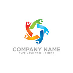 Star Social Network Team Partners Friends logo design vector