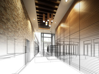 sketch design of interior hall