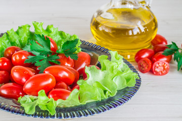 cherry tomatoes and fresh herbs