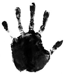 ink hand print on white paper