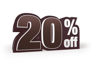 20 percent off brown suit styled discount price sign