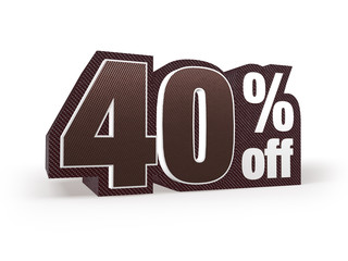 40 percent off brown suit styled discount price sign