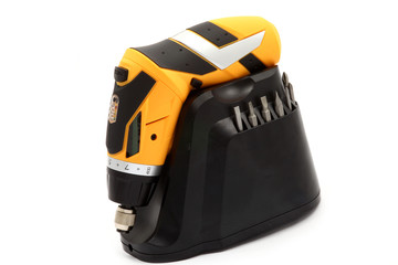 Naklejka premium Electric Screwdriver Set On White Background