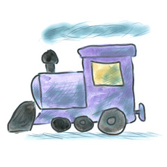 lilac watercolor cartoon train isolated