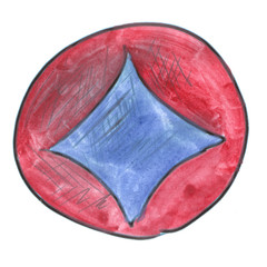 red circle blue diamond cartoon watercolor isolated