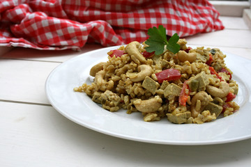 organisch lifestyle tofu cashew, reis, reispfanne, natürlich, modern, neu