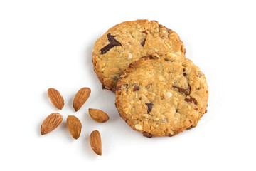 Oatmeal cookies on white background