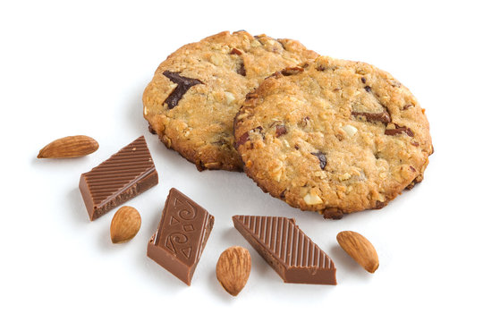 Oatmeal Cookies On White Background