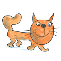 orange cat cartoon watercolor isolated