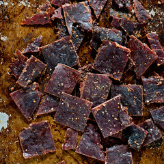 Beef Jerky on grunge background