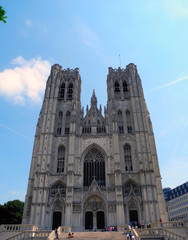 Fototapeta premium Gothic Cathedral in Brussels, Belgium.