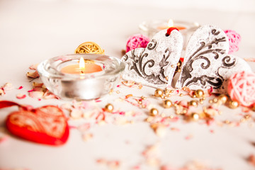 Valentines Day Heart on White Wooden Background