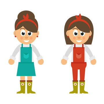 cartoon woman with overalls and apron
