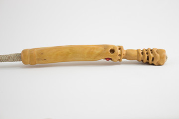 stack with carved wooden handle