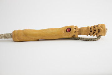 stack with carved wooden handle