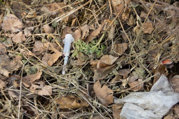 Syringe with blood  drug problem