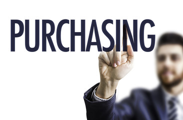 Business man pointing the text: Purchasing