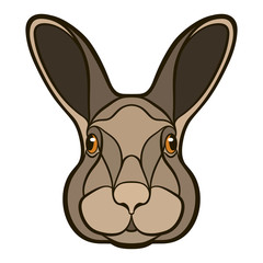 Vector drawing head of a rabbit, hare