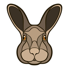 Vector drawing head of a rabbit, hare