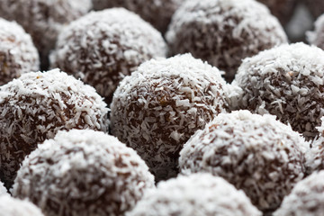 Closeup of coconut balls.