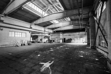 abandoned old industrial factory building in dark colors