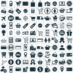 hundred shopping icon set