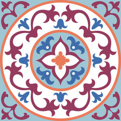 Set with Beautiful ornamental tile background.